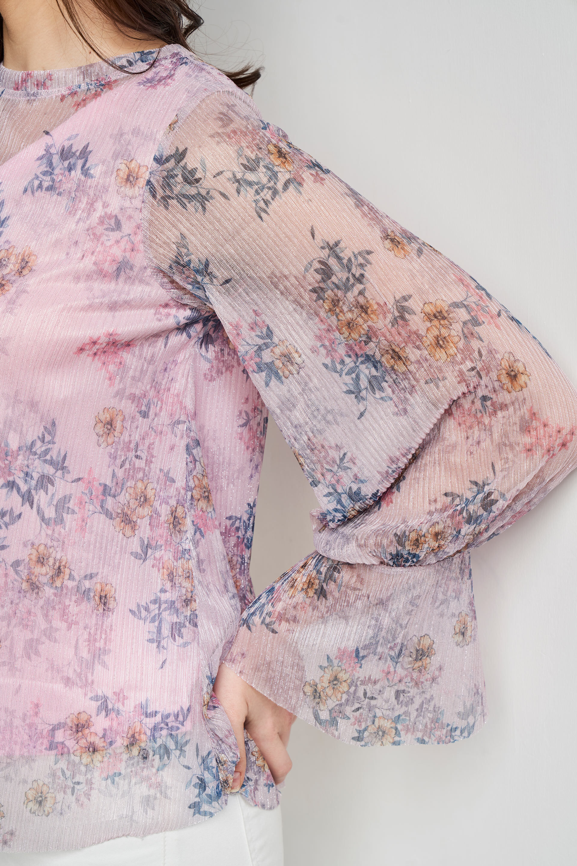 Purple Floral Flared Top, Purple, image 6